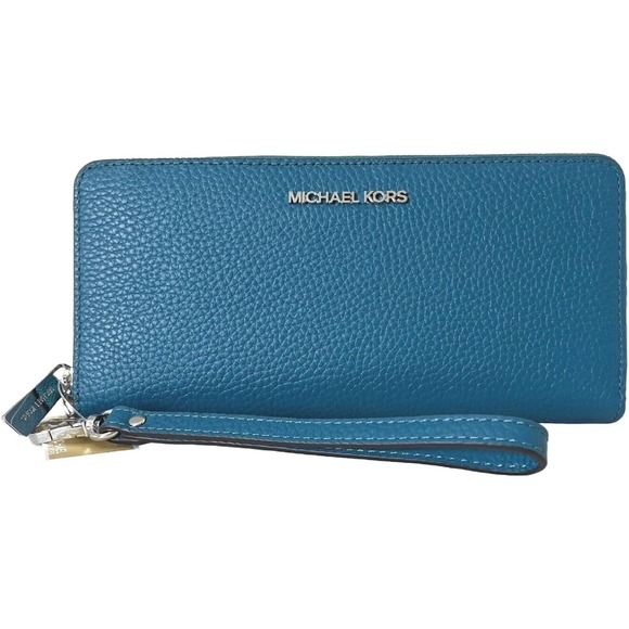 Michael Kors Jet Set Travel Large Pebbled Leather Continental Wallet Wristlet